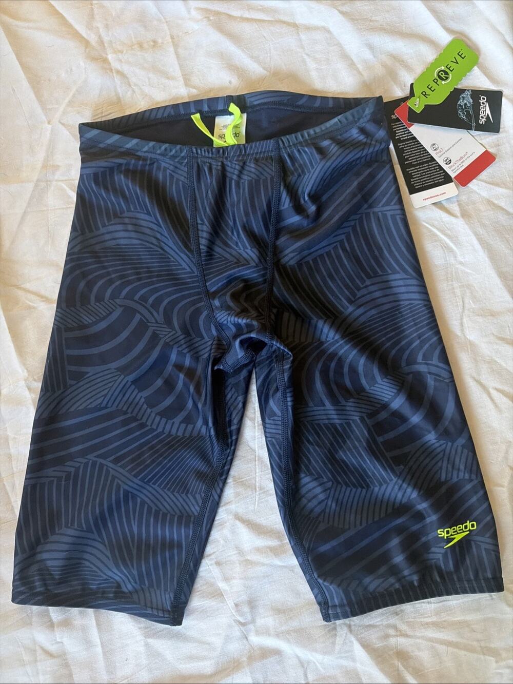Speedo Repreve ProLT Swim Trunks Men’s 32 Blue UPF 50+ Recycled Fabric Comfy NEW